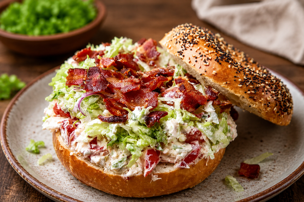 California BLT chopped bagel in a serving bowl