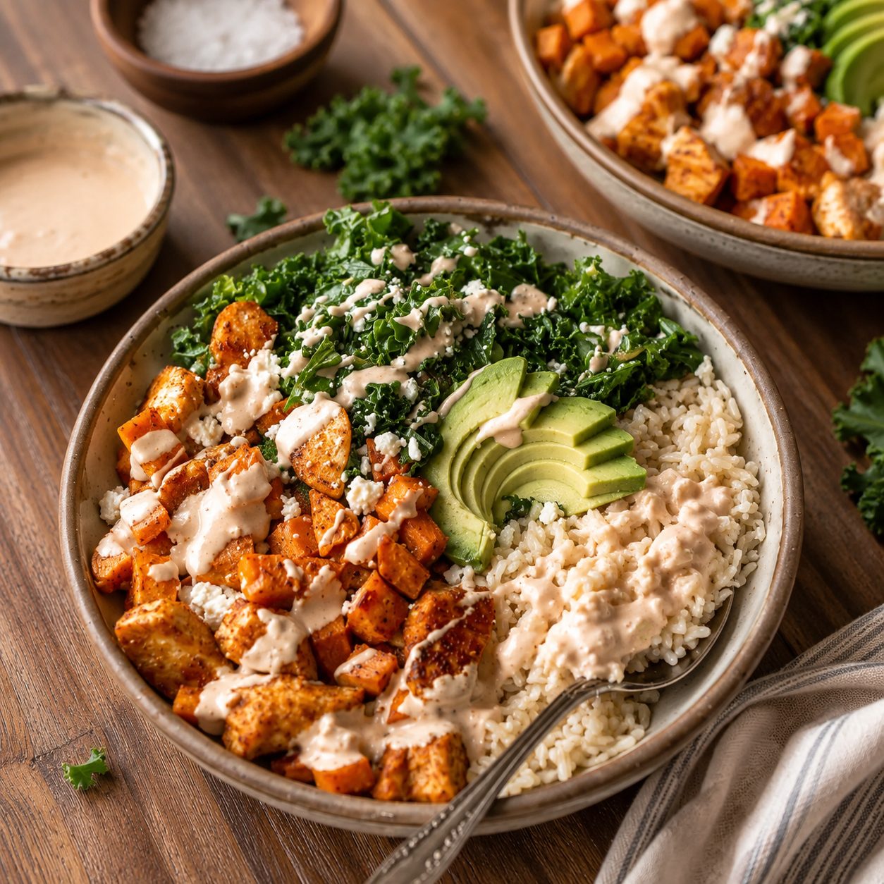 Roasted Chicken Sweet Potato Rice Bowl for Two featured image