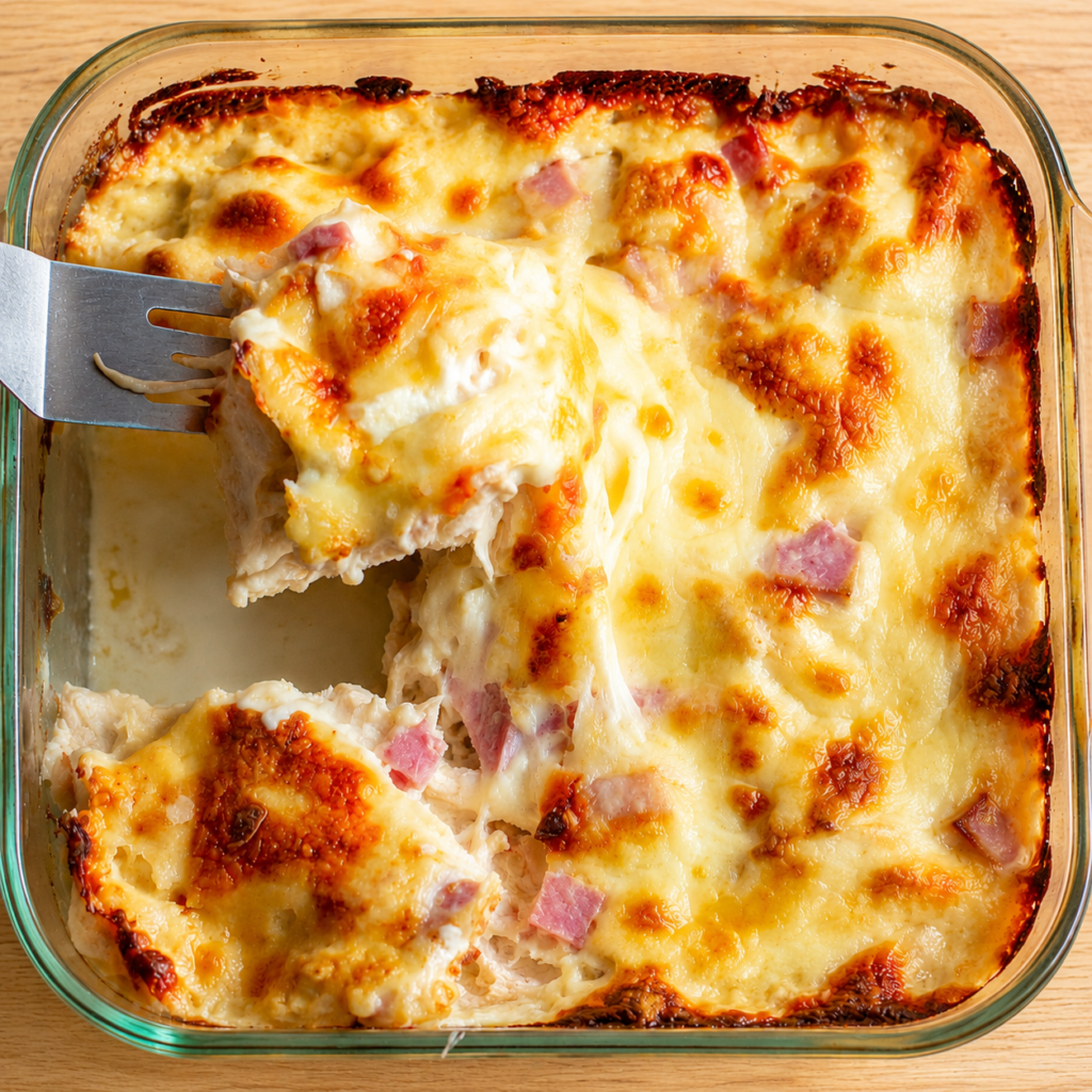 Golden baked chicken cordon bleu casserole