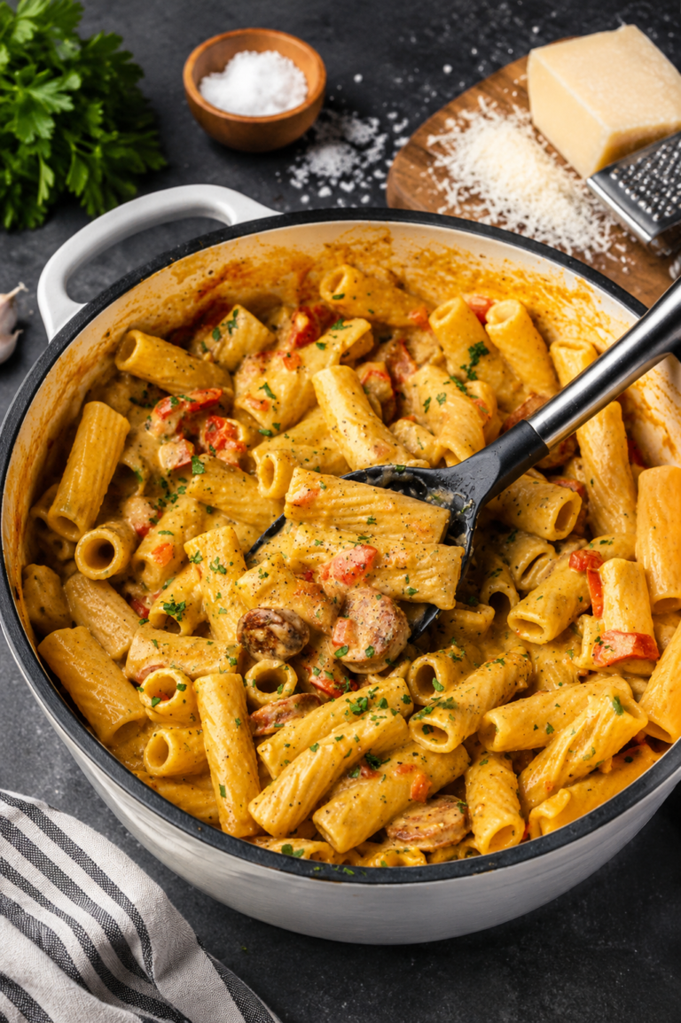 One-Pot Creamy Spicy Cajun Sausage Pasta featured image