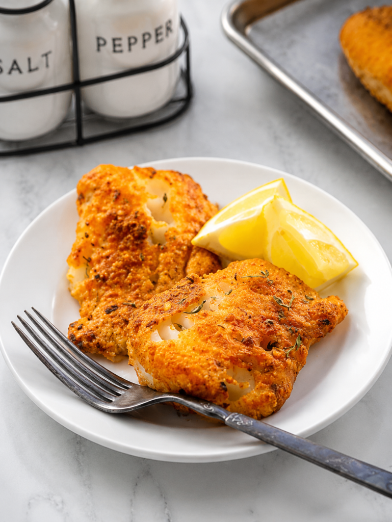 Golden baked parmesan crusted cod fillets