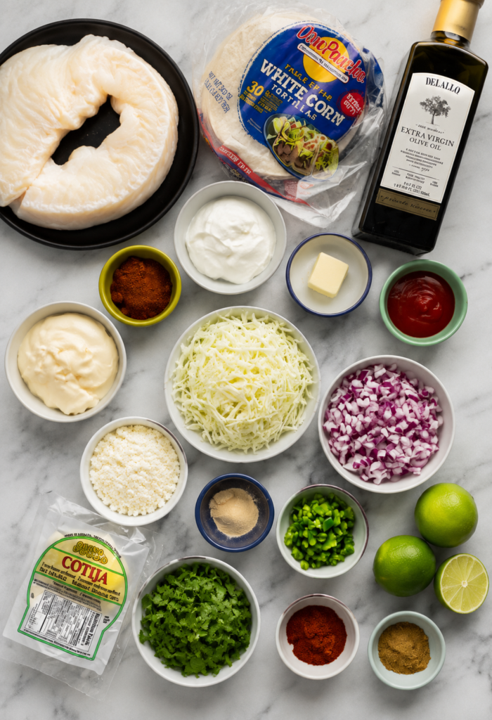 Cod fillets marinating in a lime and spice mixture