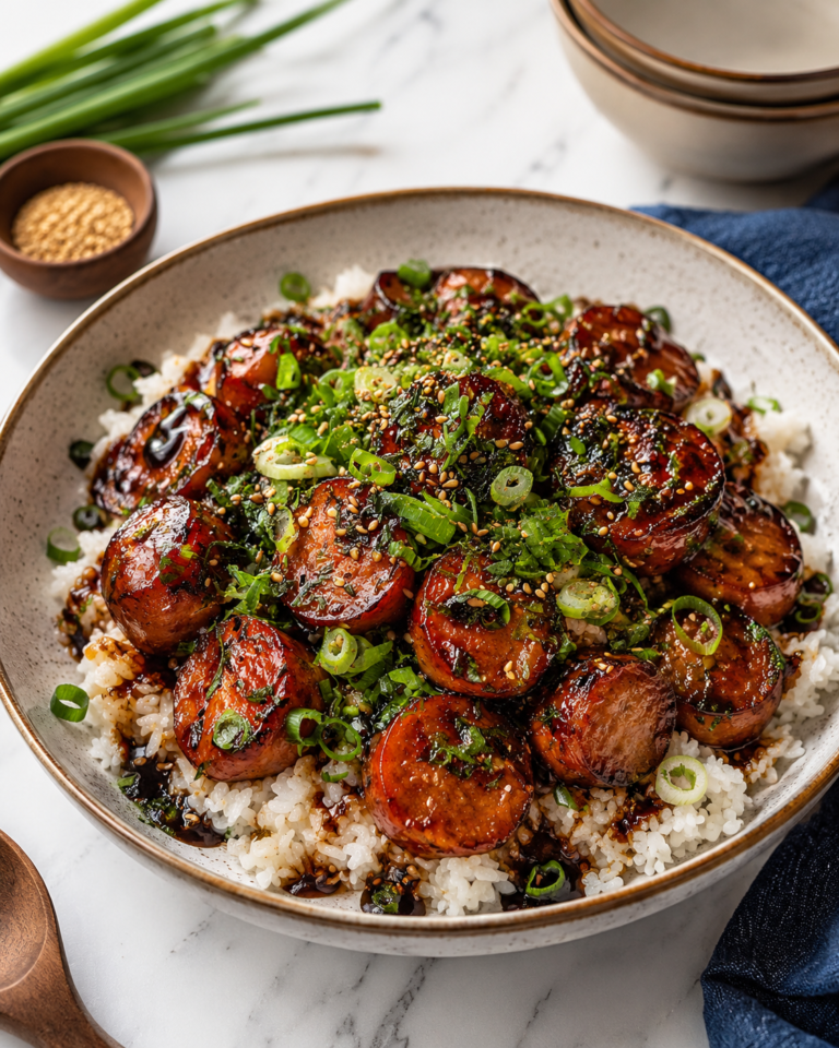 Sticky Honey Garlic Smoked Sausage and Rice featured image