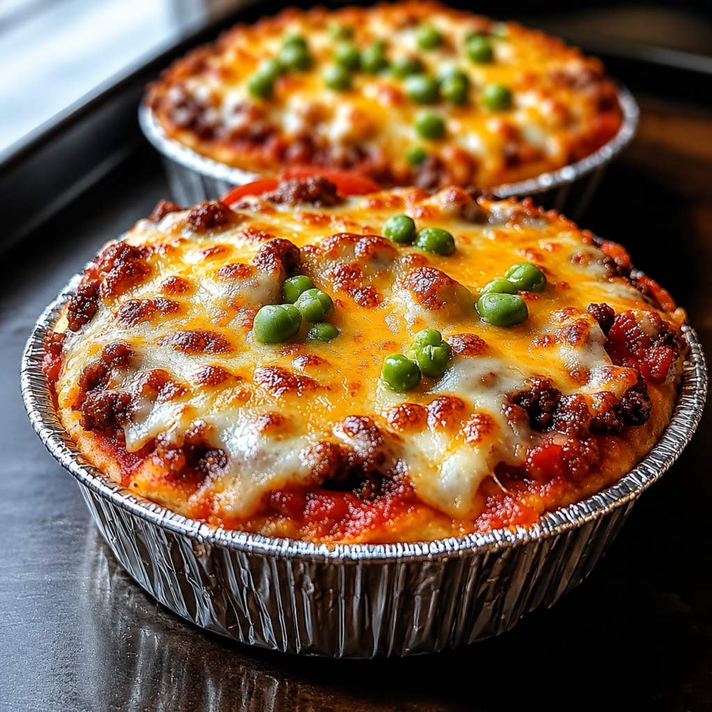 Baked crustless pizza bowl with melted cheese
