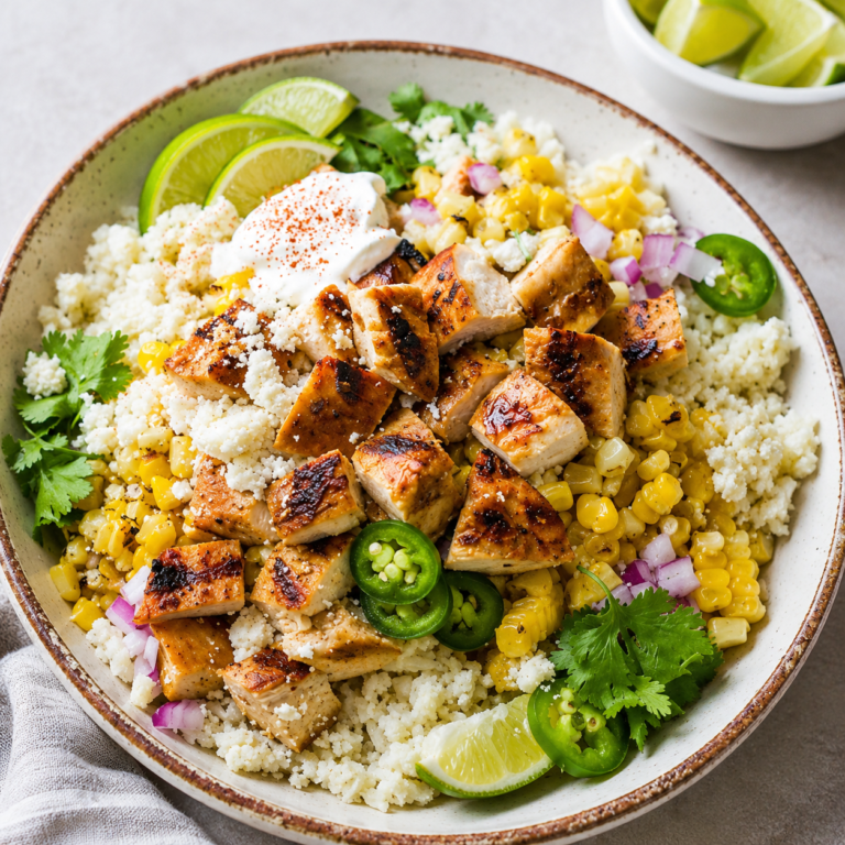 Street Corn Chicken Rice Bowl with Cilantro Lime Crema featured image