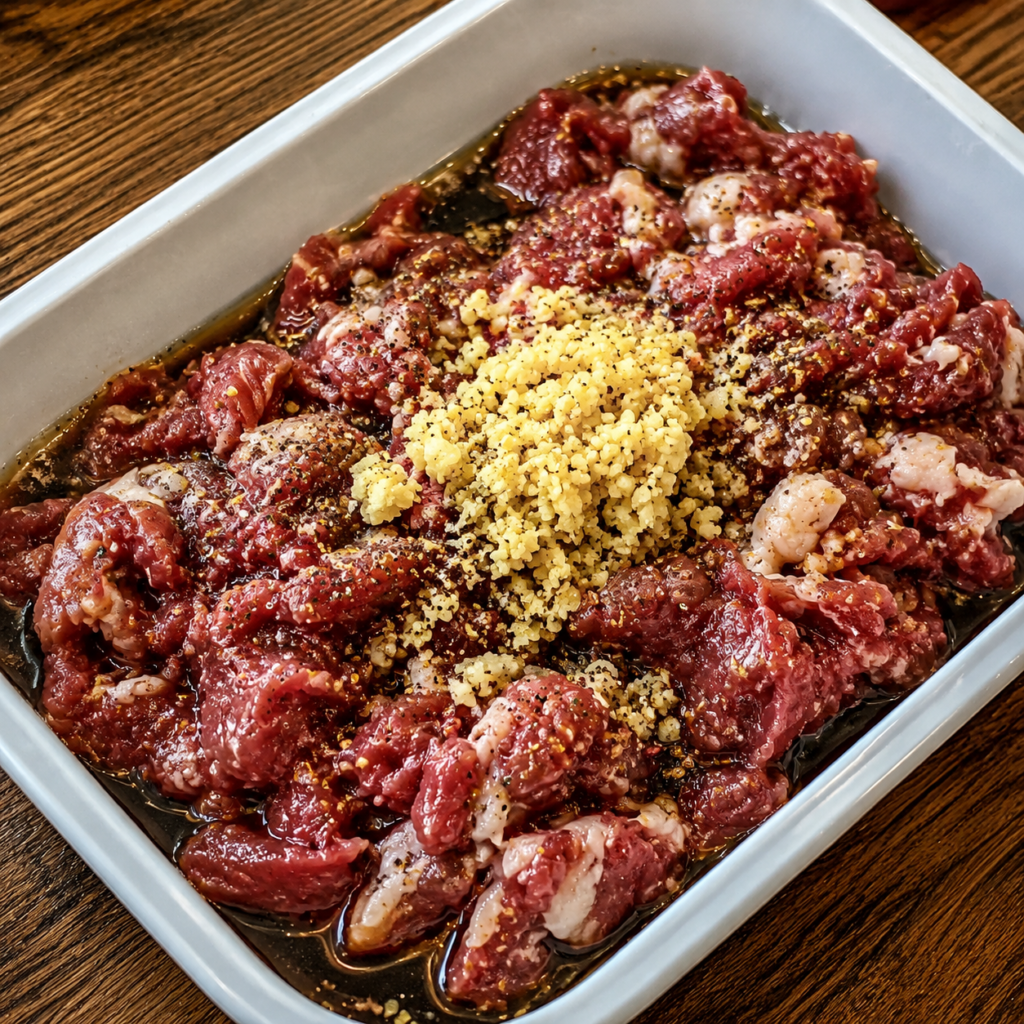 Steak searing in a hot skillet