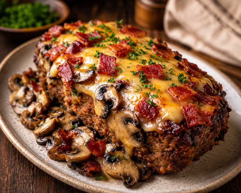 Swiss Bacon Mushroom Meatloaf featured image