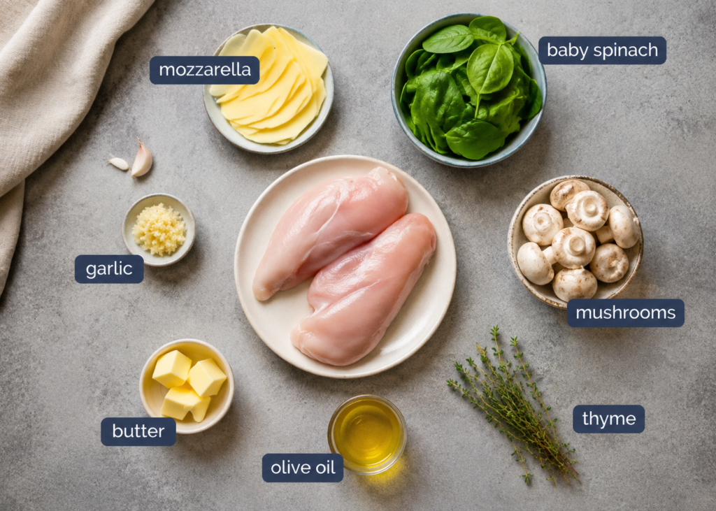 Stuffed chicken breasts searing golden in a skillet