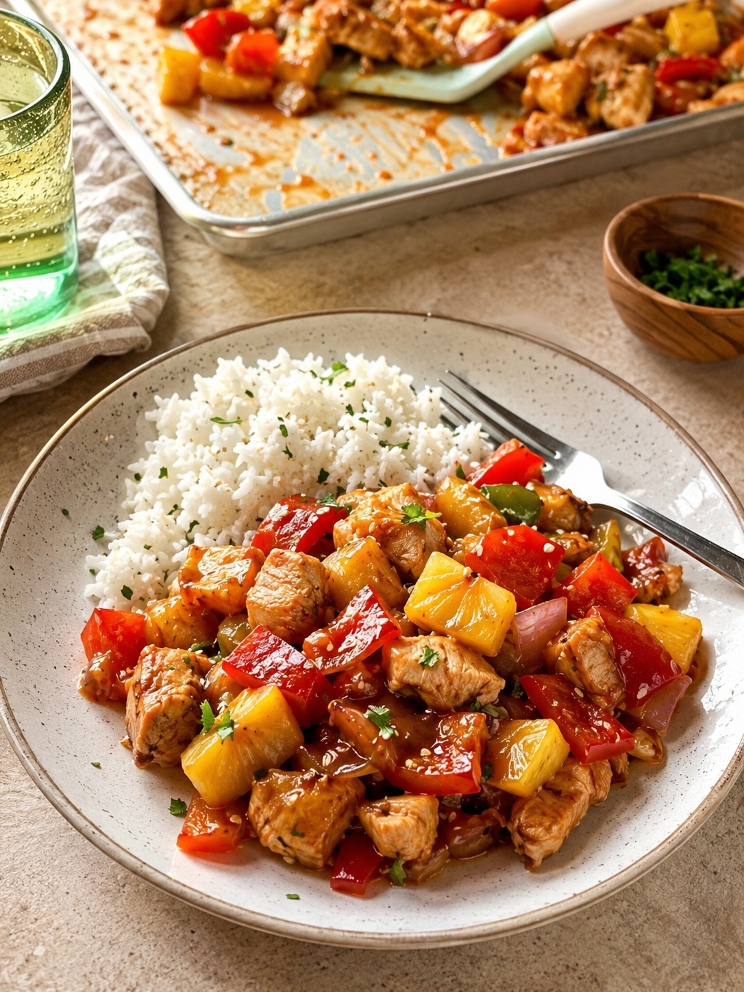 Tropical Hawaiian Chicken Sheet Pan Dinner featured image