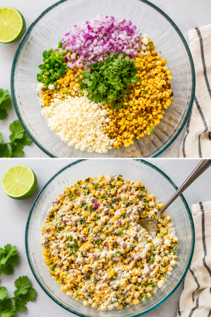 Corn charring on a grill or skillet