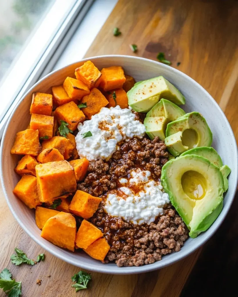 Cubed sweet potatoes roasting on a sheet pan