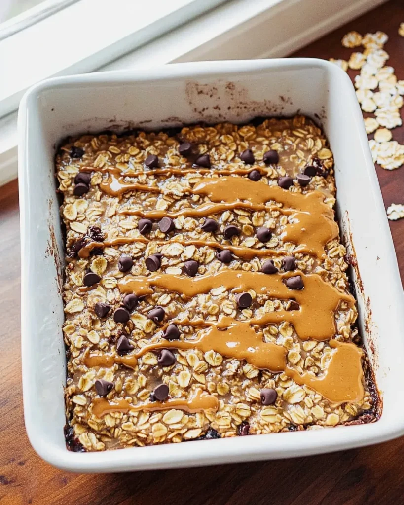 Oats, protein powder, and peanut butter powder stirred into the batter