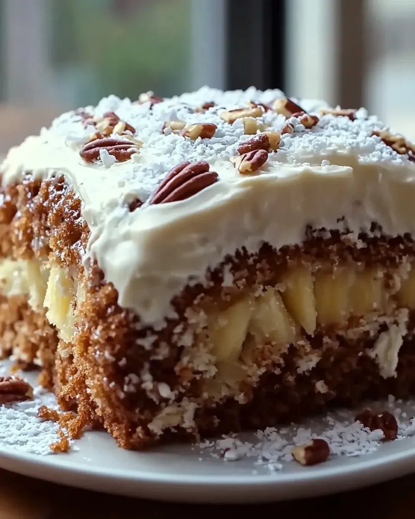 Holes poked into a warm yellow cake
