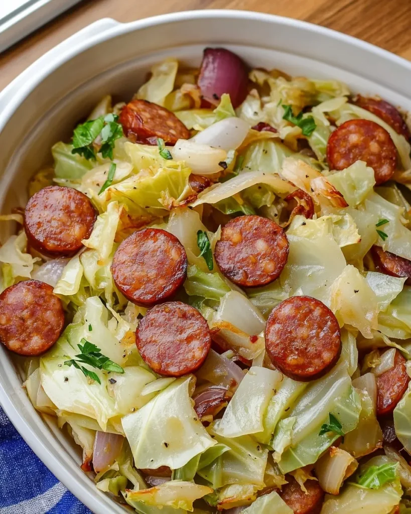 Cabbage wilting down in a large skillet