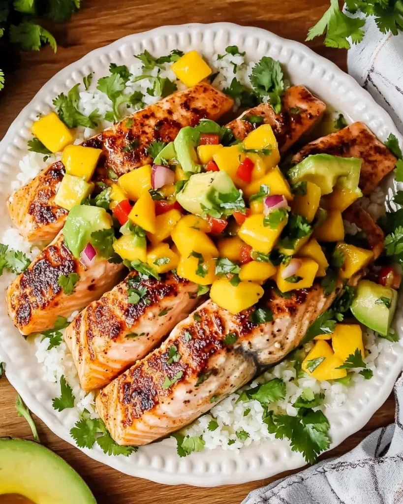 Salmon fillets searing skin-side down in a skillet