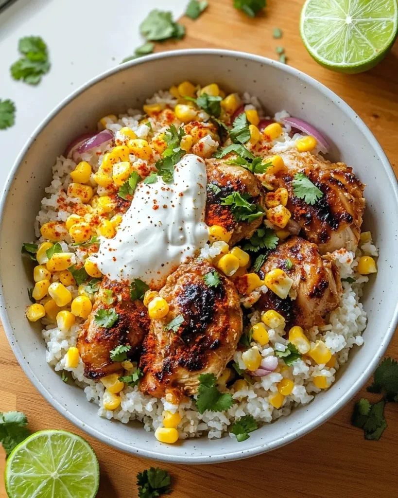 Grilled corn mixed with cotija cheese and lime in a bowl