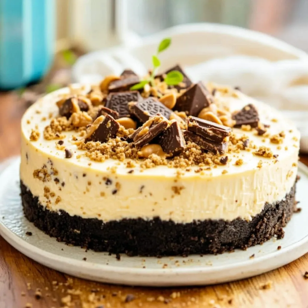 Cheesecake filling with crushed Butterfinger poured over the crust