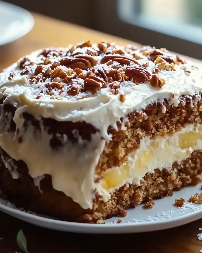 Whipped topping spread over the chilled cake