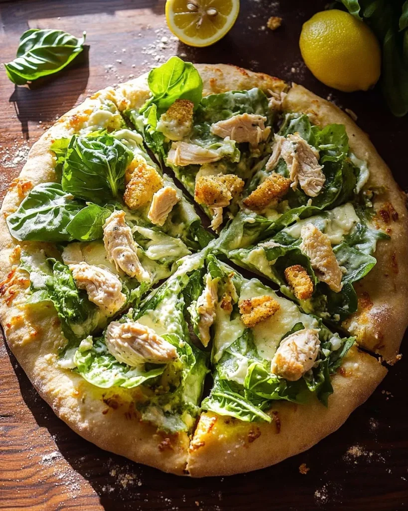 Caesar salad tossed with dressing and croutons