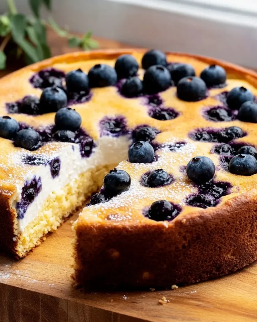Blueberries folded into almond flour cake batter