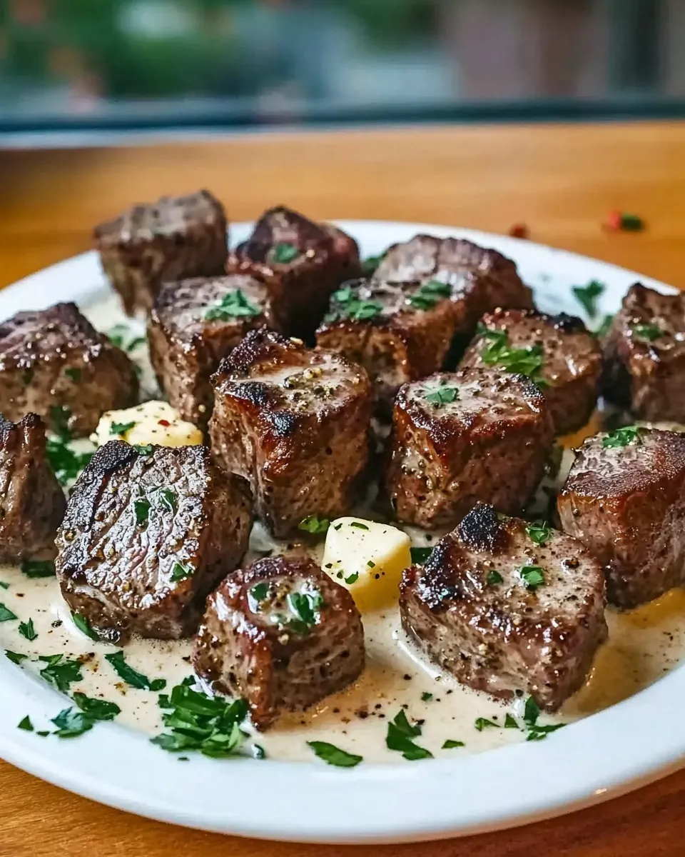 Garlic Butter Steak Bites with Parmesan Cream Sauce featured image