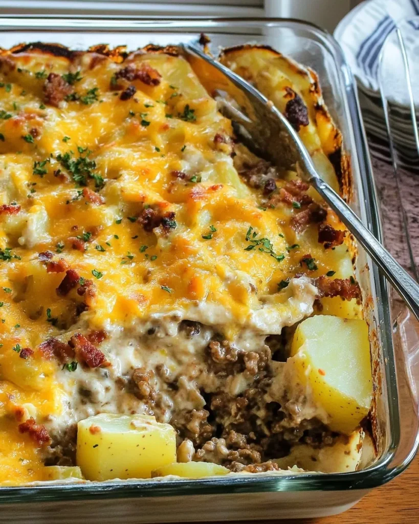 Ground beef and onion browning in a skillet