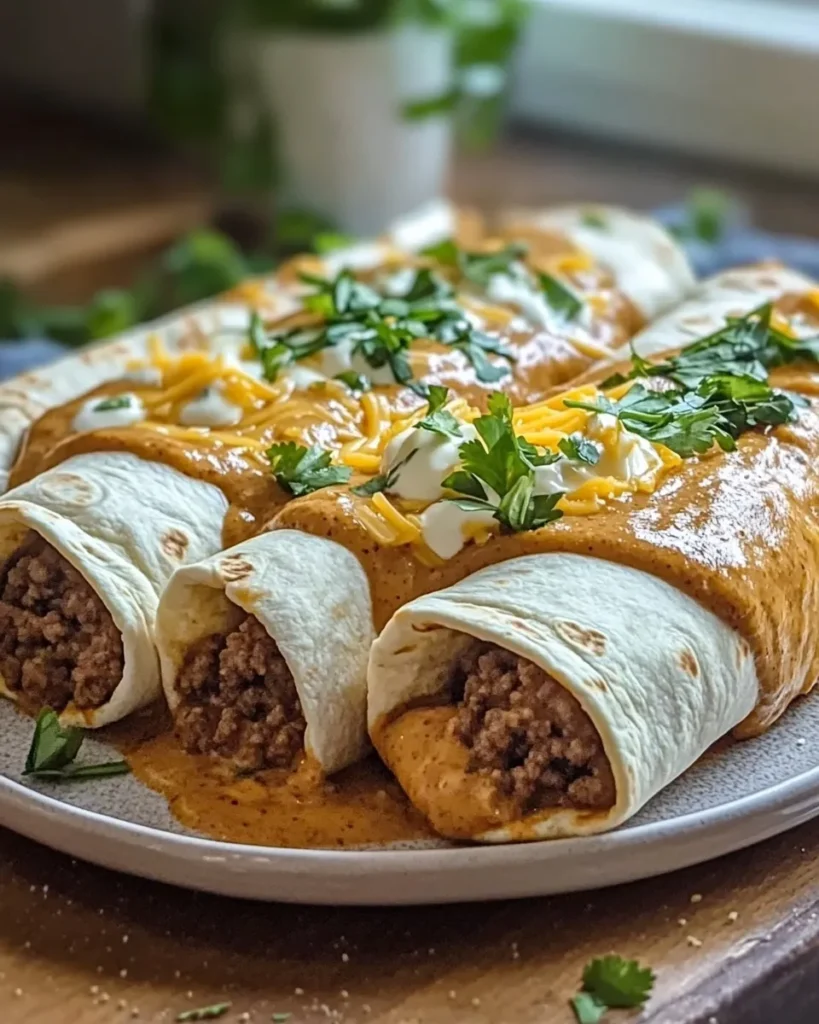 Seasoned ground beef and rice mixed in a skillet