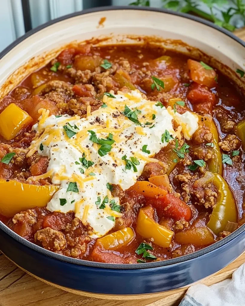 Ground beef browning with onion and garlic in a pot
