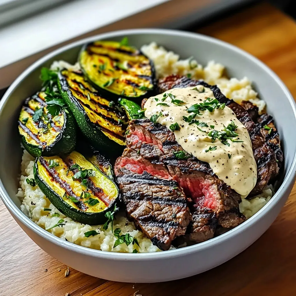 Grilled Steak Bowl with Creamy Herb Sauce and Zucchini featured image