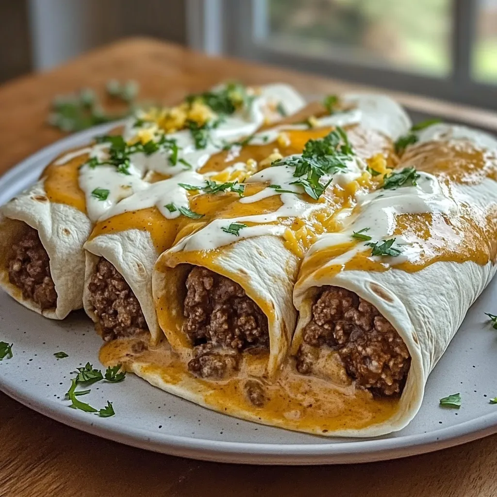 Smothered Ground Beef Burritos featured image