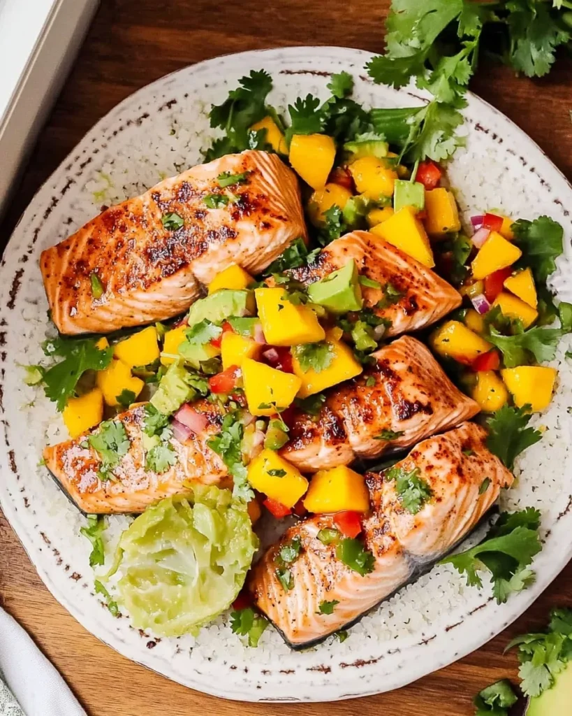 Mango salsa ingredients diced small in a bowl