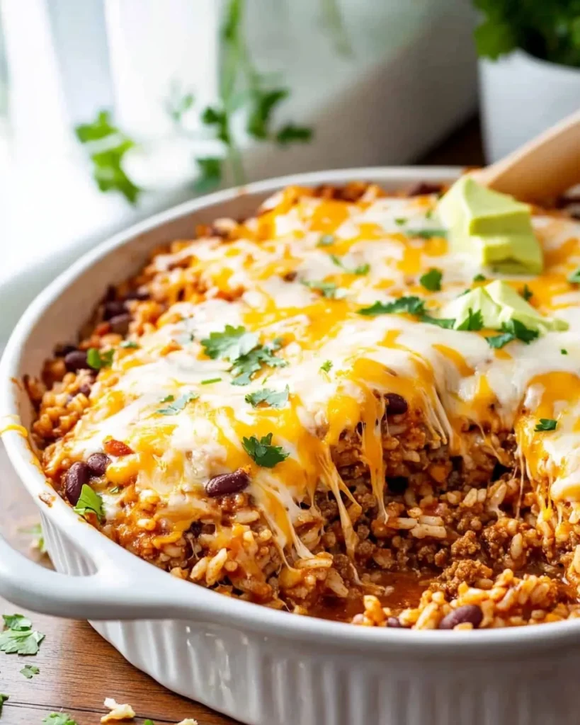 Seasoned ground beef browning with onion in a skillet