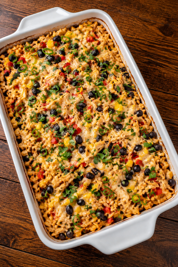 Foil-covered baking dish in the oven