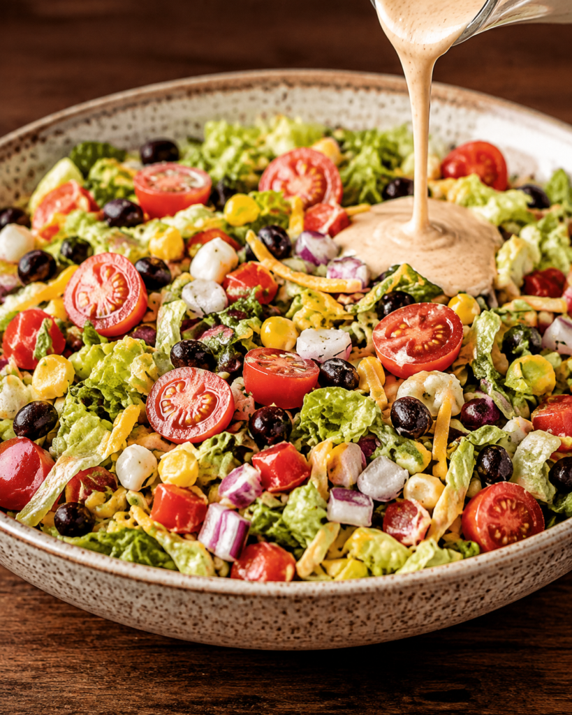 Finished cowboy salad in a large bowl