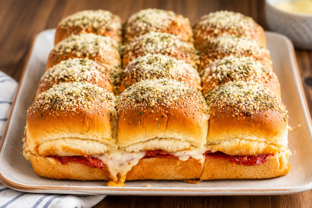 Sliders brushed with butter mixture before baking