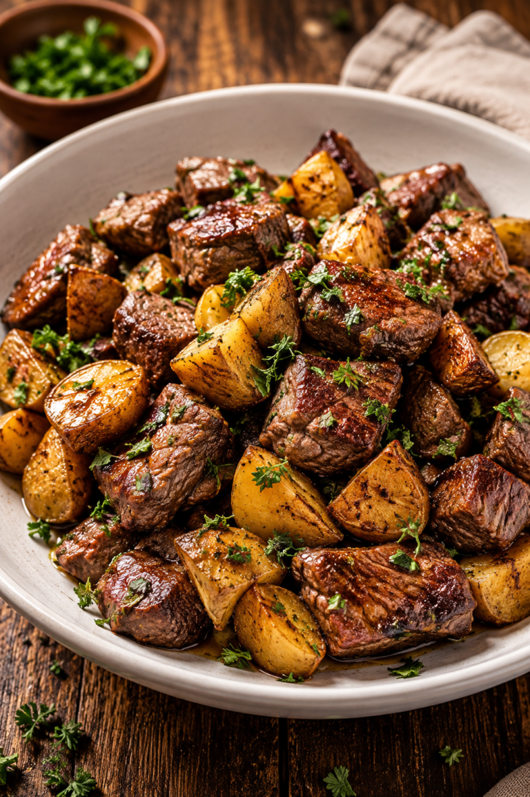Garlic Butter Steak Bites and Potatoes featured image