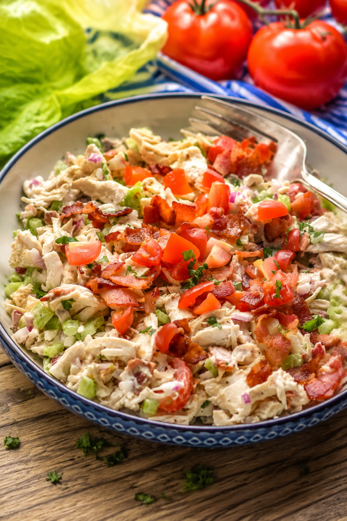 Finished BLT chicken salad in a bowl