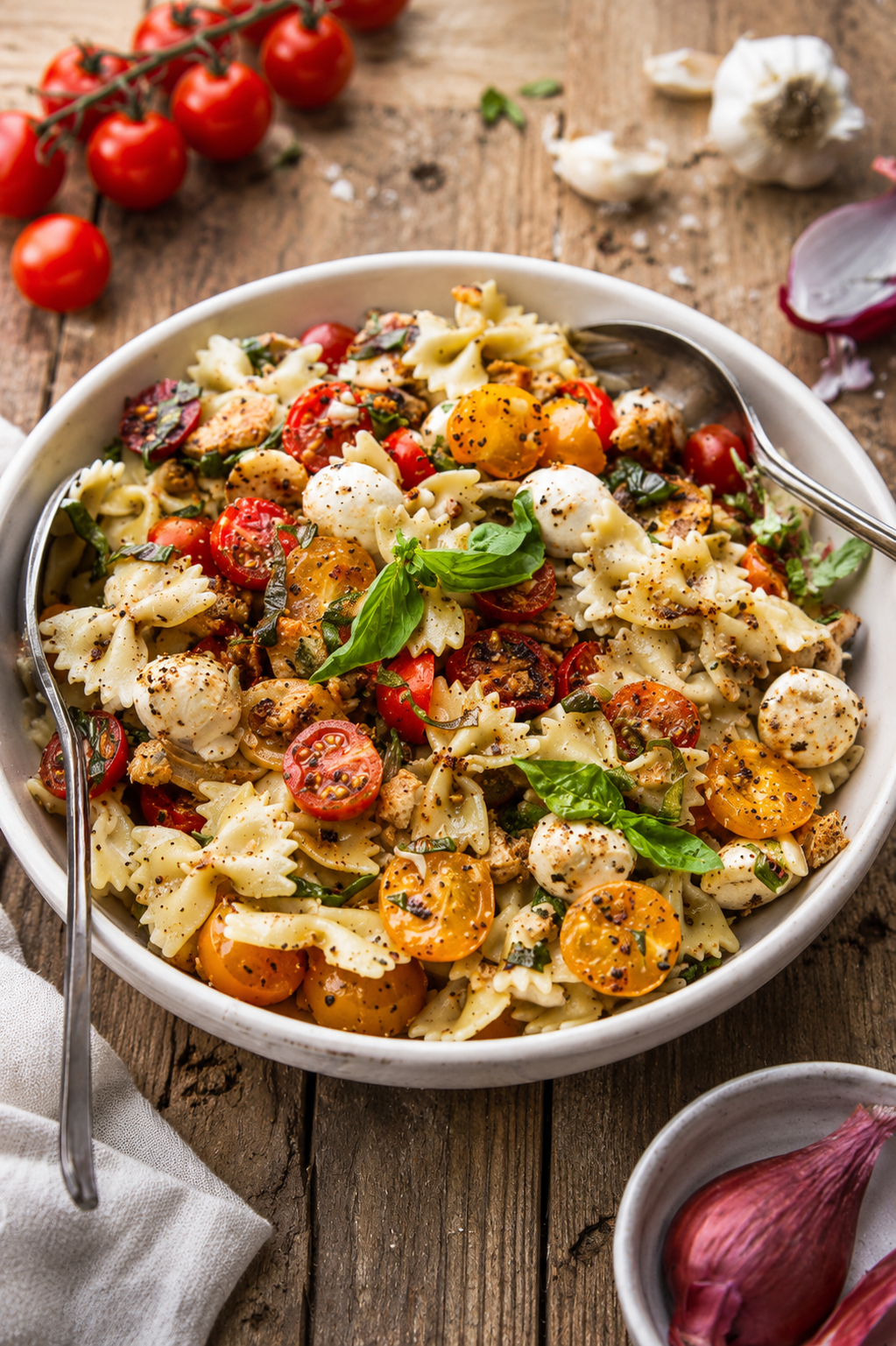 Bruschetta Pasta Salad with Crispy Sourdough Crumbs featured image