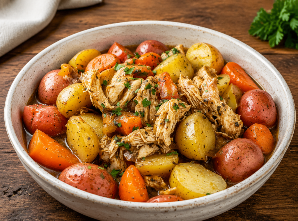 Garlic butter chicken plated with thickened sauce
