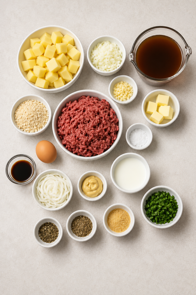 Salisbury steak meatball mixture formed into balls