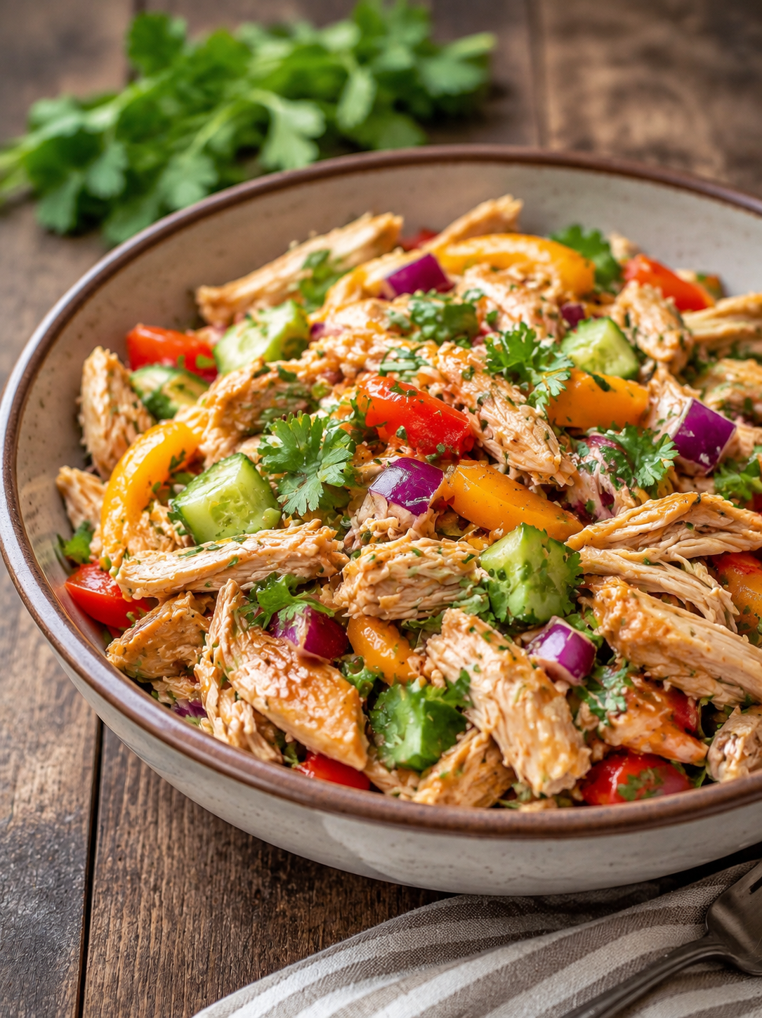 Crunchy Thai Chicken Salad with Peanut Dressing