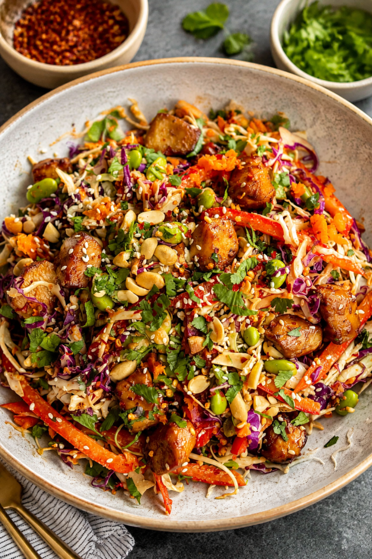 Asian Chicken Crunch Salad with Peanut Dressing featured image