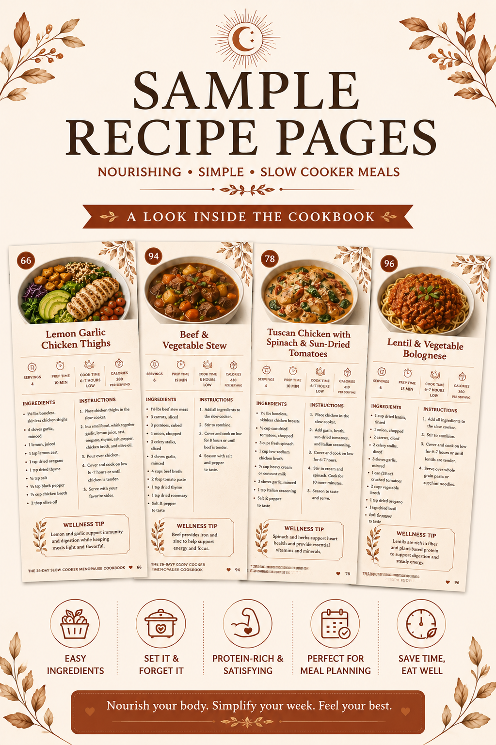 The 28-Day Menopause Slow Cooker Reset - 72 Protein-Rich Recipes & a Simple Meal Plan to Support Healthy Weight, Hormone Balance & Energy After 40 - Image 3